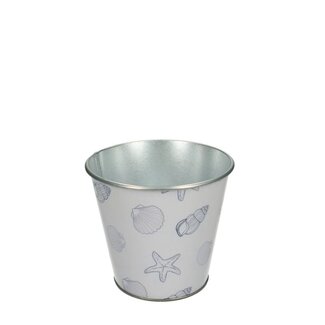 4A Zinc Flowerpot Little Bucket “Ocean“ | Colour: Natural White | Maritime Collection | Diameter 11 centimeter | Height 10 centimeter | Per 12 flowerpots