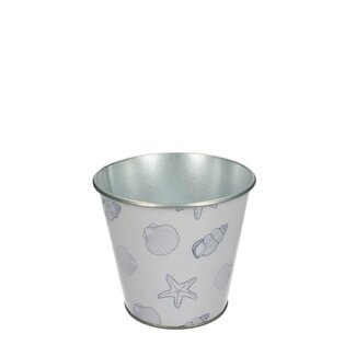 4A Zinken Bloempot Emmertje “Ocean“ | Kleur: Natuurlijk Wit | Maritiem Collectie | Diameter 11 centimeter | Hoogte 10 centimeter | Per 12 bloempotten