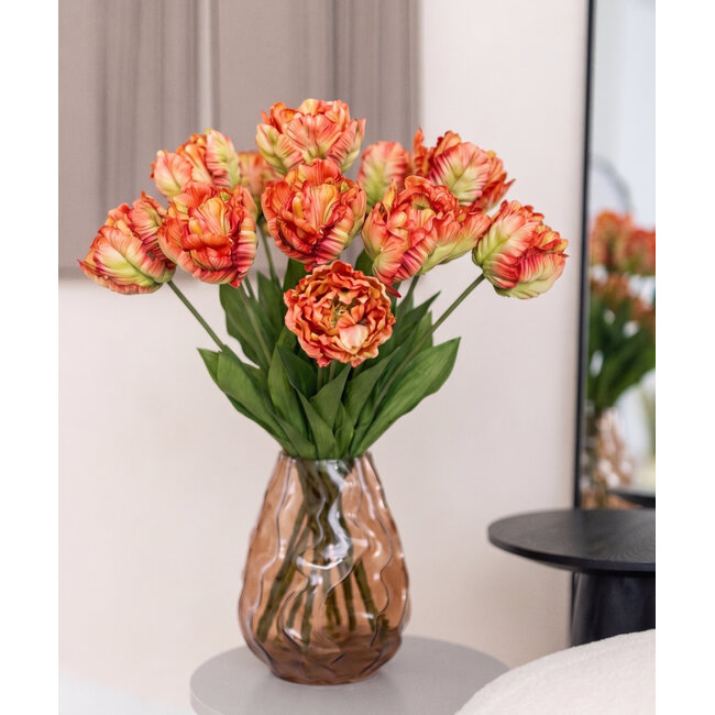 Parkiet Tulp Kunstbloem | Kleur: Paars | Lengte ± 65 centimeter | 5 stelen per bos | Per bos