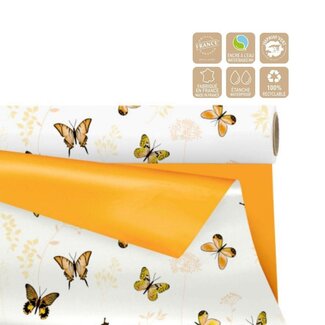 4A Film mat double face en rouleau “Floraison” | Couleur: Orange | Largeur 80 centimeter | Longueur 25 meter | Par rouleau