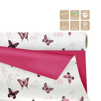 4A Tweezijdig Mat Folie op rol “Floraison” | Kleur: Fuchsia | Breedte 80 centimeter | Lengte 25 meter | Per rol