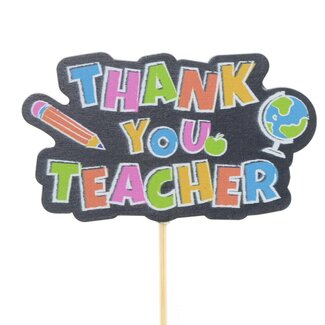 4A Plant pick “Thank you teacher” | Colour: Mixed colours | Length ± 50 centimetre | Diameter 6 centimetre | Per 25 plant picks