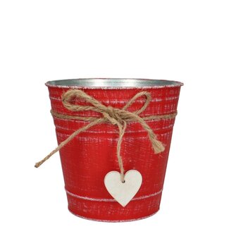 4A Zink-Blumentopf Pflanztopf Eimer "Love" | Farbe: Rot | Durchmesser 16 centimeter | Höhe 15 centimeter | Pro 10 Blumentöpfe