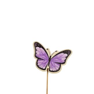 4A Wooden Butterfly Pick | Colour: Purple | Diameter 6 centimetre | Length ± 12 centimetre | Per 24 picks