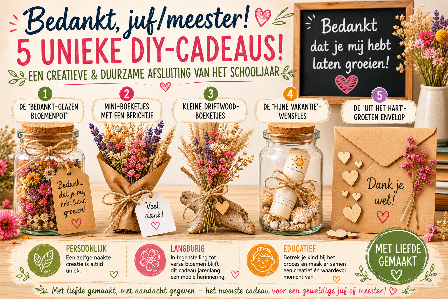 Bedank de Juf of Meester: 5 Unieke DIY-Cadeaus! Creatief & Duurzaam het Schooljaar Afsluiten