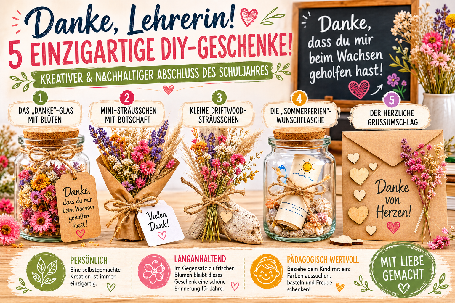 Dank an die Lehrkraft: 5 Einzigartige DIY-Geschenke! Kreativ & Nachhaltig in die Sommerferien