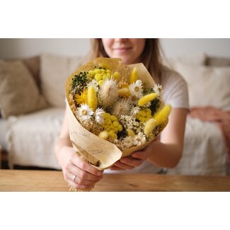 Dolce Vita Boeket droogbloemen Wow San Remo | Lengte ± 35 centimeter | Met gele, witte en groene droogbloemen