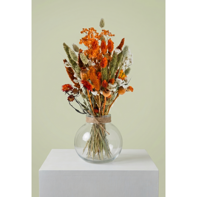 Strauß getrockneter Blumen “Niedlich Orange” | Farbe: Gemischte Farben Orange | Länge ± 50 centimeter | Pro Strauß