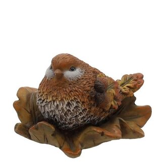 4A Bruine Decoratie Vogel op Nest Beeldje | Lengte 14 centimeter | Breedte 11 centimeter | Hoogte 9 centimeter | Per 4 beeldjes