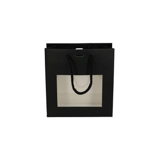 4A Black gift bag with window | Length 8 centimeter | Width 18 centimeter | Height 18 centimeter | Per 10 bags