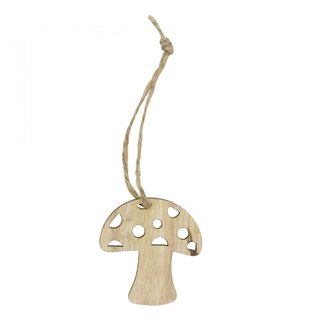 4A Naturelle Bruine Houten Paddenstoel Hanger | Lengte 5 centimeter | Per 24 hangers