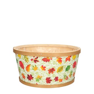 4A Gemengde Kleuren Houten Bak Herfstbladeren | Diameter 22 centimeter | Hoogte 11 centimeter | Per 10 bakken