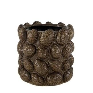 4A Donkerbruine Keramieken Dennenappel Bloempot Plantenpot | Diameter 18 centimeter | Hoogte 17 centimeter | Per 8 bloempotten