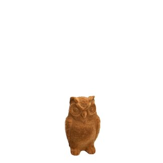 4A Bruine Flock Uil Decoratie | Breedte 6 centimeter | Hoogte 10 centimeter | Per 4 uilen