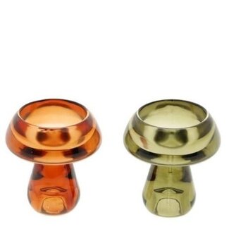 4A Gemengde Kleuren Paddenstoel Theelicht “Mushroom” | Diameter 8 centimeter | Hoogte 8.5 centimeter | Per 6 theelichten