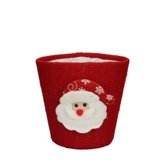4A Kerst Decoratie Kerstman Potcover | Kleur: Rood | Diameter 13.5 centimeter | Hoogte 13 centimeter | Per 12 potcovers