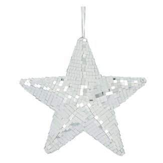 4A Foam Kersthanger Stervorm | Kleur: Zilverkleurig | Diameter ster 28 centimeter | Kerst Decoratie | Per 2 kersthangers