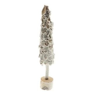 4A Kerstboom Berkenhout met Sneeuw effect | Kleur: Groen Wit | Hoogte 50 centimeter | Kerst Decoratie | Per 6 kerstbomen