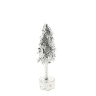 4A Kerstboom Berkenhout | Kleur: Zilverkleurig | Hoogte 30 centimeter | Kerst Decoratie | Per 6 kerstbomen