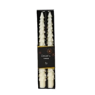 4A Kerstboom kaarsen | Kleur: Natuurlijk Wit | Diameter 2.2 centimeter | Lengte 25 centimeter | Inhoud 2 kaarsen | Kerst Decoratie | Per doos