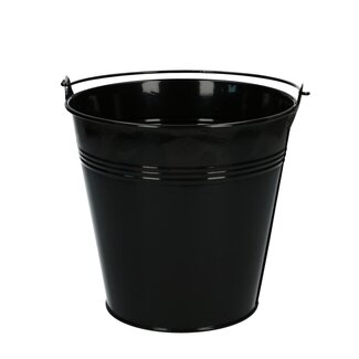 4A Zinken Emmertje Bloempot Plantenpot | Kleur: Zwart | Diameter 16 centimeter | Hoogte 15 centimeter | Per 10 emmertjes