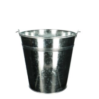 4A Silver-coloured Zinc Bucket Flowerpot Plant Pot | Diameter 20 centimetre | Height 18.5 centimetre | Per 5 buckets