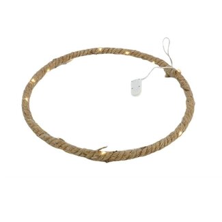 4A Ring met Jute en LED lichtjes | Kleur: Lichtbruin | Kerst Decoratie | Diameter 30 centimeter | Per 6 hangers