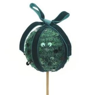 4A Kerstbal Bon Bon Bijsteker | Kleur: Groen | Diameter kerstbal 6 centimeter | Lengte bijsteker ± 50 centimeter | Kerst Decoratie | Per 25 bijstekers