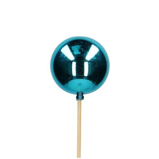 4A Kerstbal Bijsteker | Kleur: Blauw | Kerst Decoratie | Diameter kerstbal 6 centimeter | Lengte bijsteker ± 50 centimeter | Per 25 bijstekers