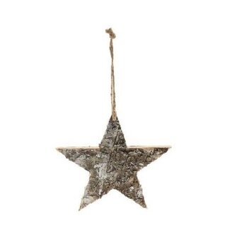 4A Ster Hanger | Kleur: Naturel Wit Bruin | Kerst Decoratie | Lengte 20 centimeter | Per 24 hangers