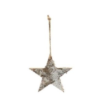 4A Ster Hanger | Kleur: Naturel Wit Bruin | Kerst Decoratie | Lengte 15 centimeter | Per 24 hangers