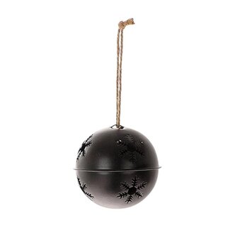 4A Bel Hanger | Kleur: Zwart | Kerst Decoratie | Diameter 8 centimeter | Per 12 hangers