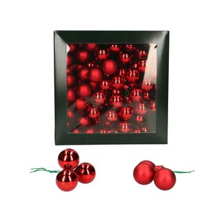 4A Kerstbal Bijsteker | Kleur: Rood | Matte en glanzende ballen | Diameter kerstbal 25 millimeter | Kerst Decoratie | Per 144 bijstekers
