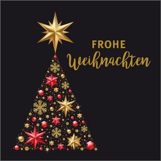 4A Kerstkaart "Weihnachten" | Kleur: Zwart Goudkleurig Rood | Hoogte 7 centimeter | Breedte 7 centimeter | Per 20 kaarten