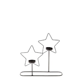 4A Theelichthouder Stervorm | Kleur: Zwart | Kerst Decoratie | Lengte 30 centimeter | Breedte 8 centimeter | Hoogte 29 centimeter | Per theelichthouder