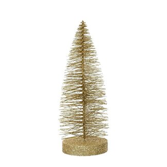 4A Borstel Kerstboom met Glitters | Kleur: Goudkleurig | Diameter 8 centimeter | Hoogte 20 centimeter | Per 24 kerstboompjes