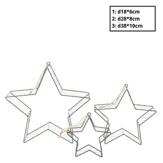 4A Suspension Étoile Noire | Décoration de Noël | set de 3 | Longueur 38 centimeter | Largeur 10 centimeter | Par set