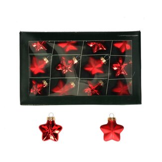4A Kerstballen in Stervorm | Kleur: Rood | Glimmende en Matte Ballen | Diameter 40 millimeter | Per 12 kerstballen
