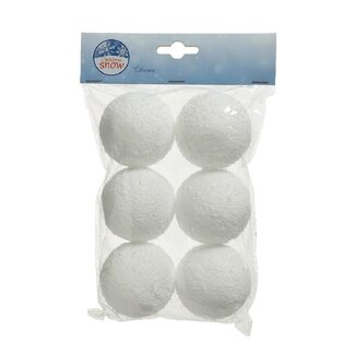 4A Natural White Snowball Christmas baubles | Diameter 8 centimeter | Christmas Decoration | Per 6 snowballs