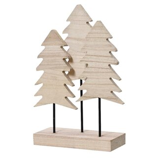 4A Houten Kerstbomen op standaard “Paulownia“ | Kleur: Lichtbruin | Kerst Decoratie | Lengte 24 centimeter | Breedte 10 centimeter | Hoogte 45 centimeter | Per 6 standaards