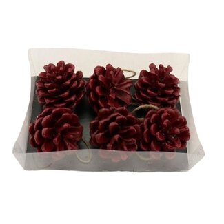 4A Red Pinecone Hanger | Christmas Decoration | Length 6 centimeter | Per 6 Pinecones