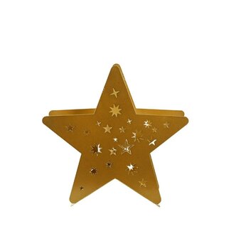 4A Gold-coloured Metal Star Frame on Stand | Christmas Decoration | Length 28 centimeter | Width 9 centimeter | Height 28 centimeter | Per 4 stands