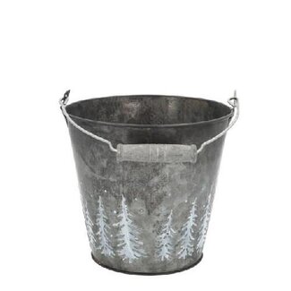4A Zinken Pohon Emmer | Kleur: Grijs | Kerst Decoratie | Diameter 16 centimeter | Hoogte 15 centimeter | Per 8 emmers