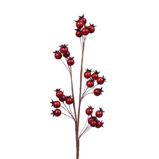 4A Tak met Bessen | Kleur: Donkerrood | Kerst Decoratie | Lengte 46 centimeter | Per 3 bessentakken