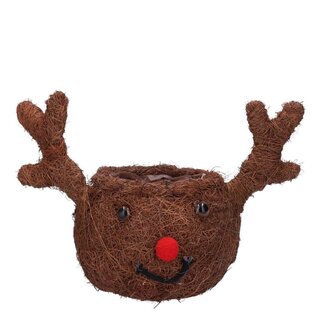 4A Houten Rendier Pot | Kleur: Bruin | Kerst Decoratie | Lengte 27 centimeter | Breedte 15 centimeter | Hoogte 11 centimeter | Per 2 potten