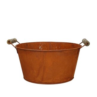 4A Zinken Bak Roest Look met Handvatten | Kleur: Bruin | Diameter 21 centimeter | Hoogte 10.5 centimeter | Per 10 bakken