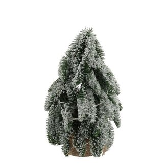 4A Green White Nobilis Christmas tree with Snow | Christmas Decoration | Diameter 20 centimeter | Height 33 centimeter | Per Christmas tree