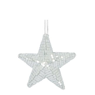 4A Silver-coloured Foam Star Hanger | Christmas Decoration | Diameter 13 centimetre | Per 12 hangers