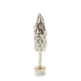 4A Berkenhouten Kerstboom | Kleur: Grijs Wit | Kerst Decoratie | Hoogte 38 centimeter | Per 6 kerstbomen