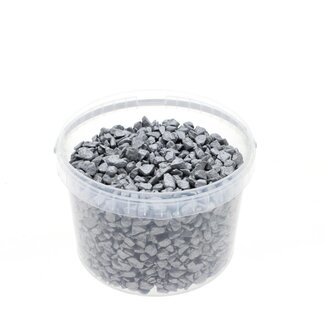 4A Silver Fine Pebbles in Reusable Bucket | Silver-coloured Pebbles | Diameter 9 - 13 millimetre | Contents 3 litre | Per bucket